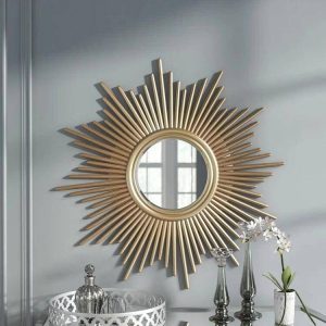 Miroir Solis – Rond doré effet vintage